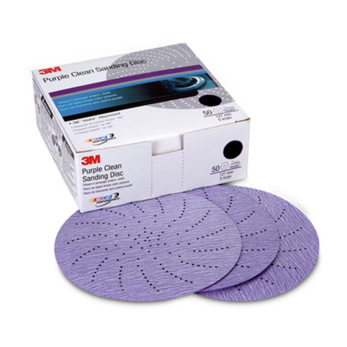 3M Purple Clean Sanding Disc Hookit 6IN P500C